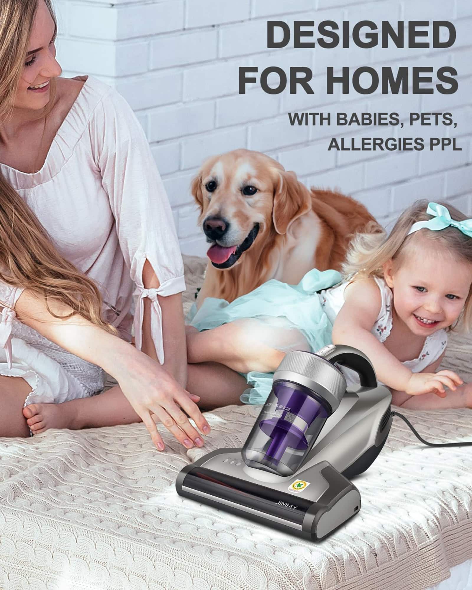 JIMMY - JV35 Mattress Bed Vacuum Cleaner with UV-C, 14Kpa Suction, 480W Anti-Allergen Handheld Vacuums for Dust & Pet Hair - Gray - Image 6