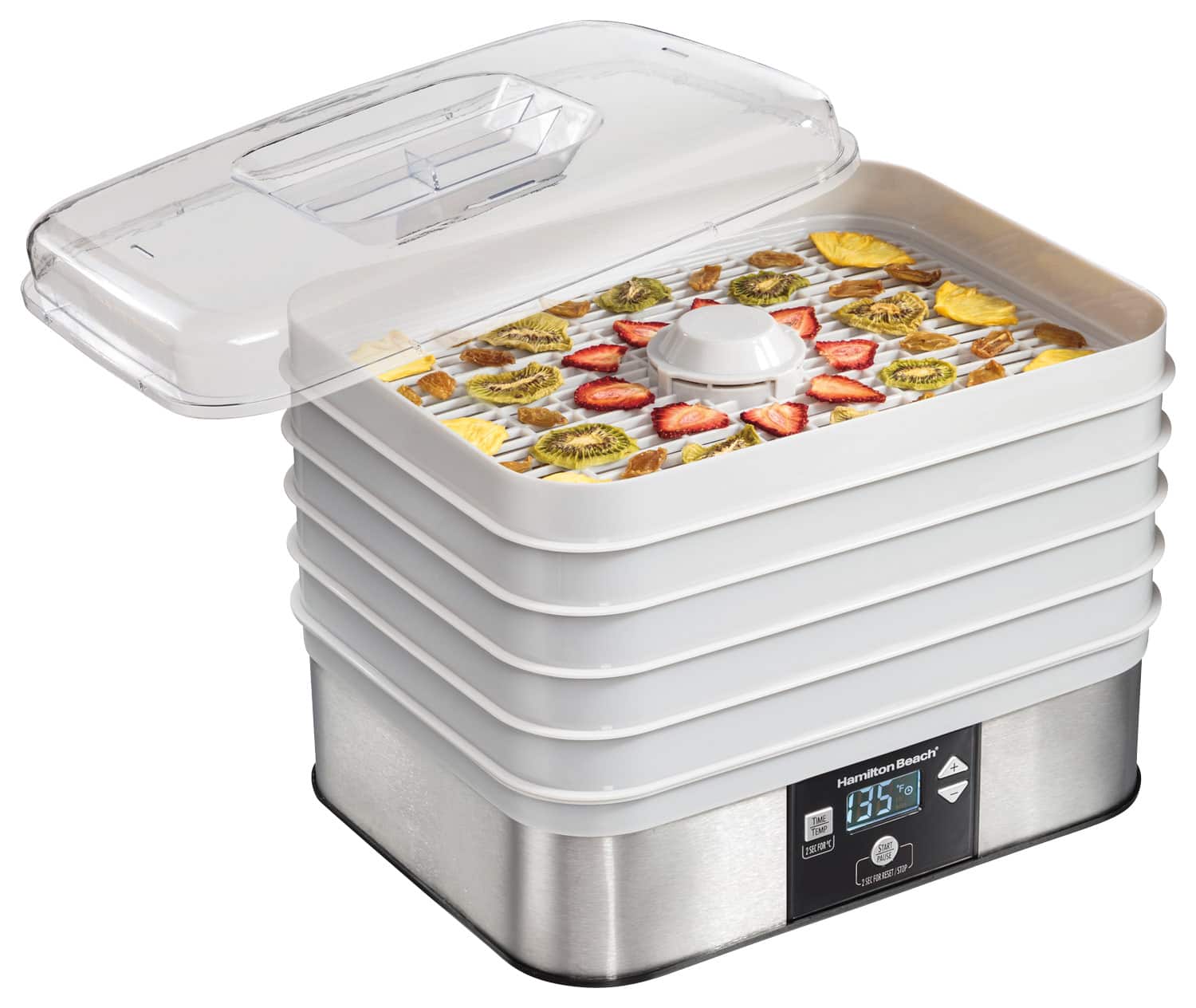Hamilton Beach - 5-Tray Food Dehydrator - Silver/White - Image 2