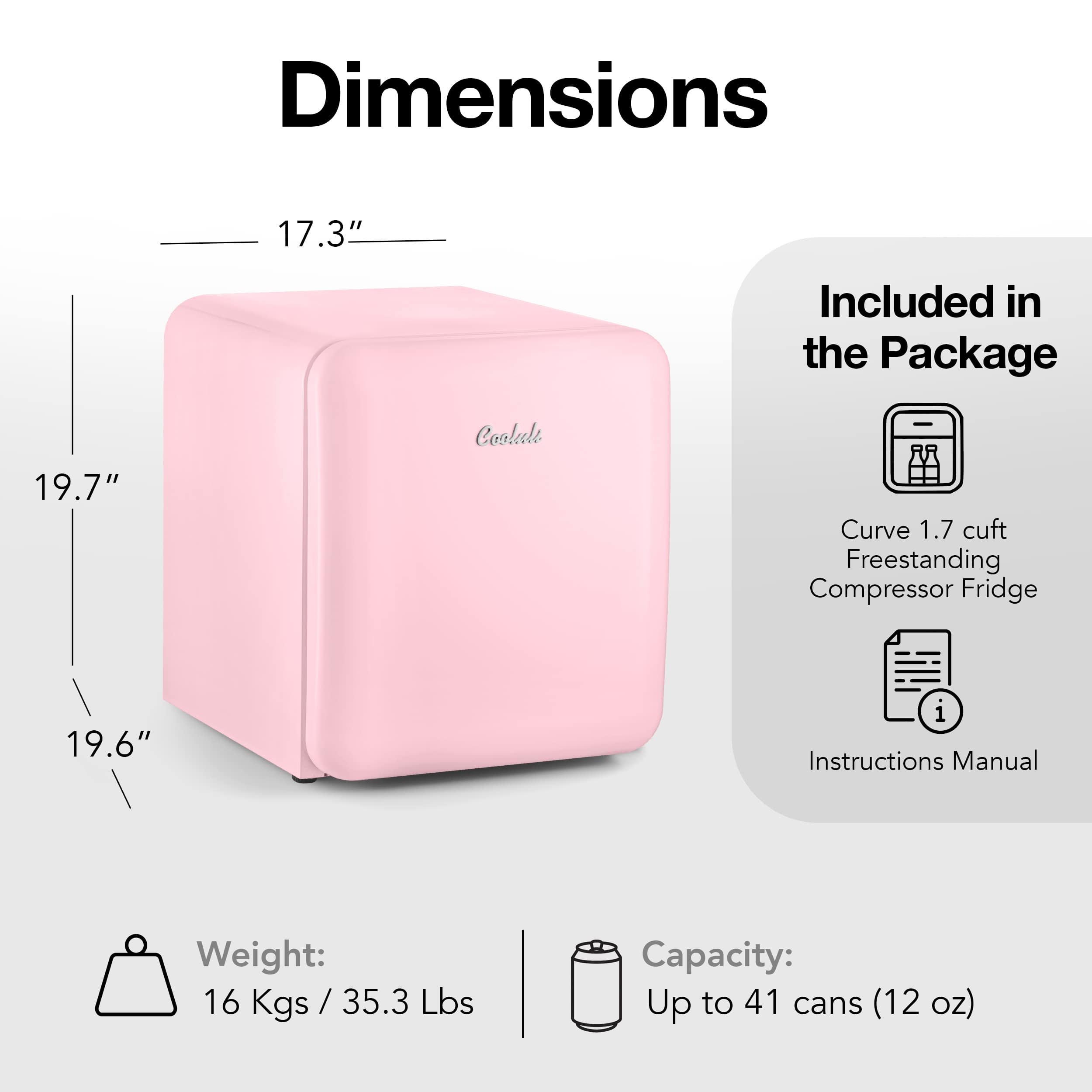 Cooluli - Curve 1.7 cuft Freestanding Compressor Fridge - Pink - Image 6